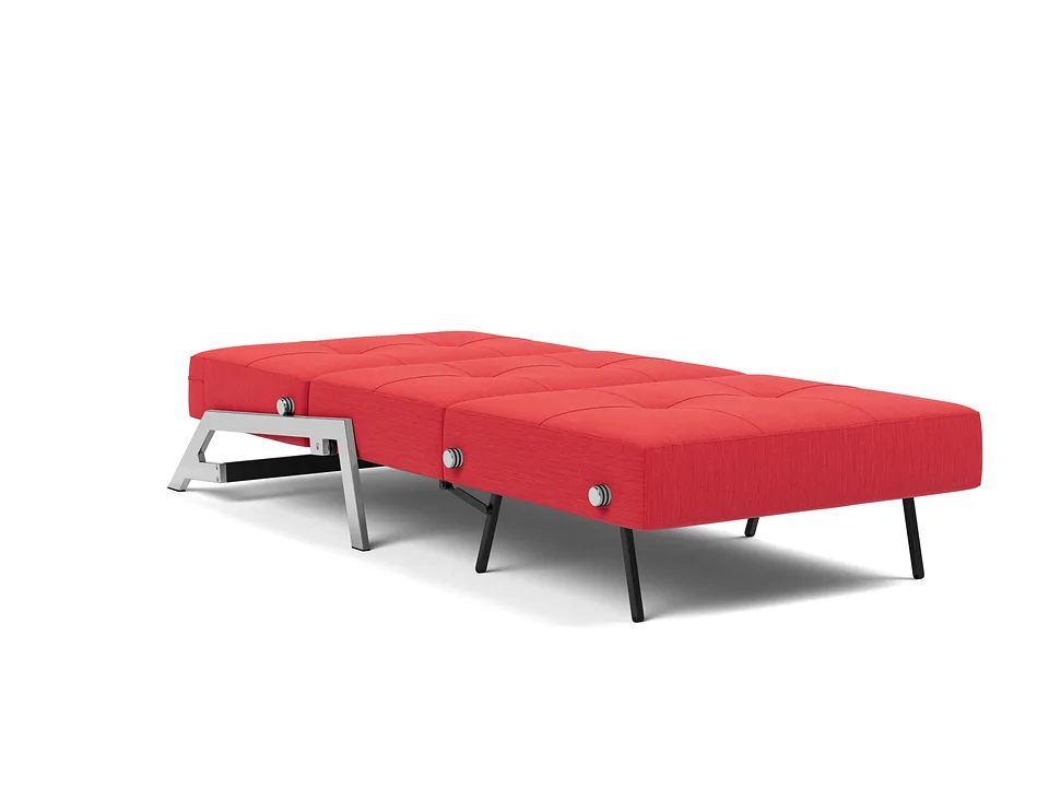 Кресло-кровать Cubed 90 Chrome в обивке Elegance 511 Red, разложен