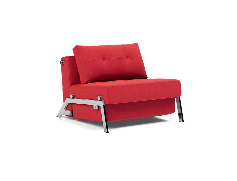 Кресло-кровать Cubed 90 Chrome в обивке Elegance 511 Red, вид три четверти