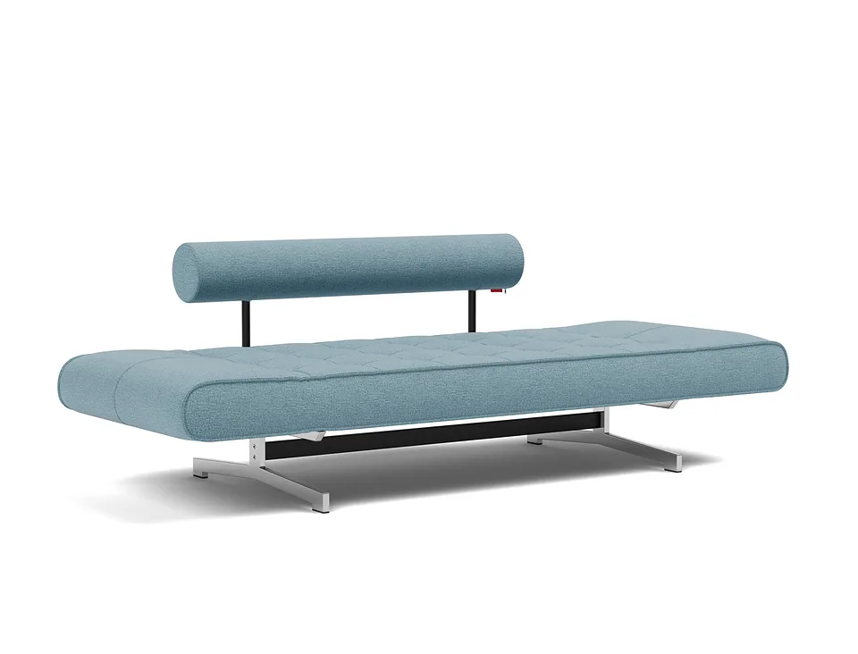 Кушетка Ghia Chrome в обивке Mixed Dance 525 Light Blue, разложен