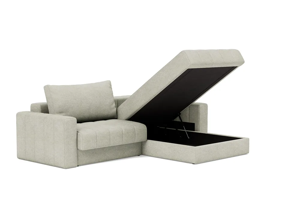 Диван-кровать Akello Sofa Bed Chaise With Arms, Innovation Living, с открытым ящиком для белья — вид в три четверти
