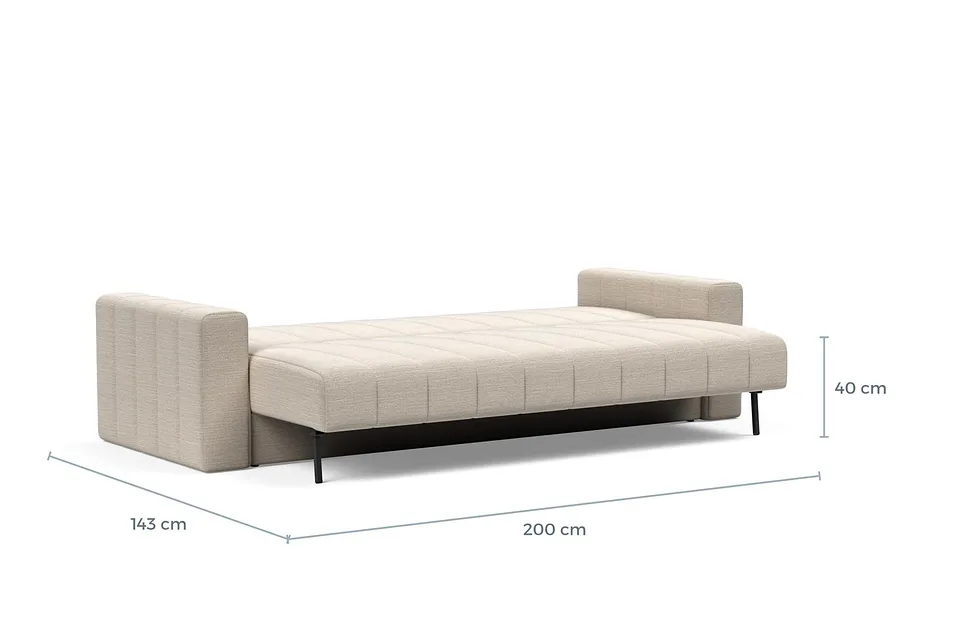 Схема размеров в разложенном виде: диван-кровать Akello Sofa Bed with Arms