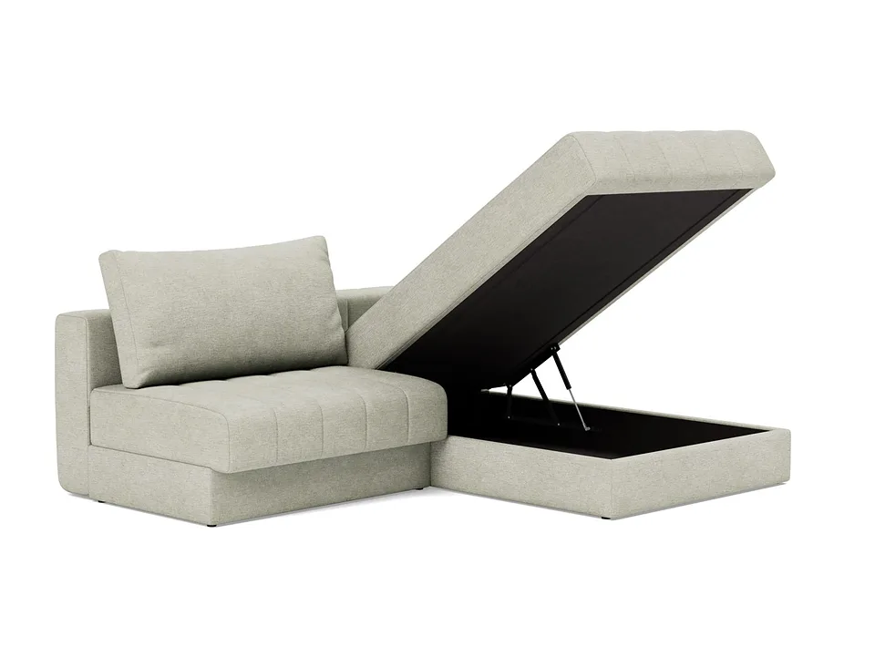 Диван-кровать Akello Sofa Bed With Chaise, Innovation Living, с открытым ящиком для белья — вид в три четверти