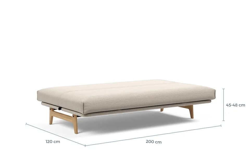 Схема размеров в разложенном виде: диван-кровать Aslak Sofa Bed, версия 120