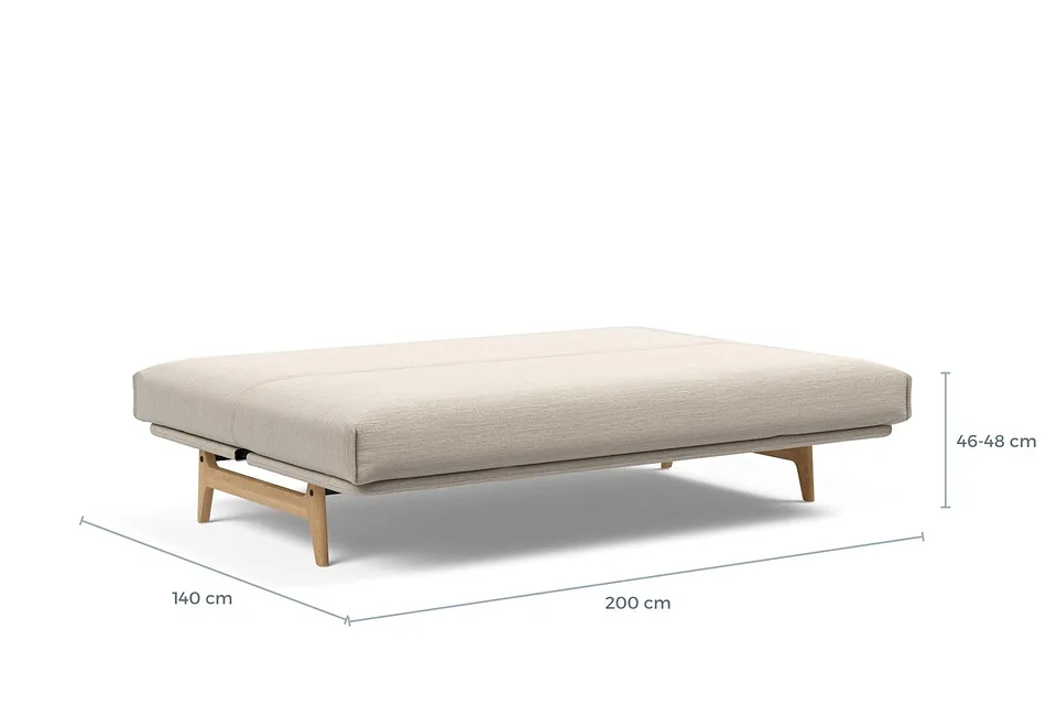 Схема размеров в разложенном виде: диван-кровать Aslak Sofa Bed, версия 140