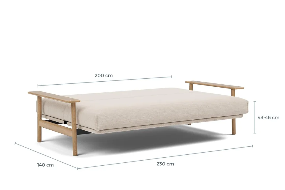 Схема размеров в разложенном виде: диван-кровать Balder Sofa Bed