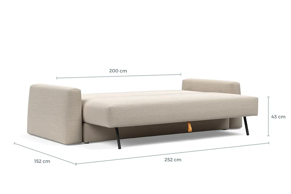 Схема размеров в разложенном виде: диван-кровать Cone Sofa Bed