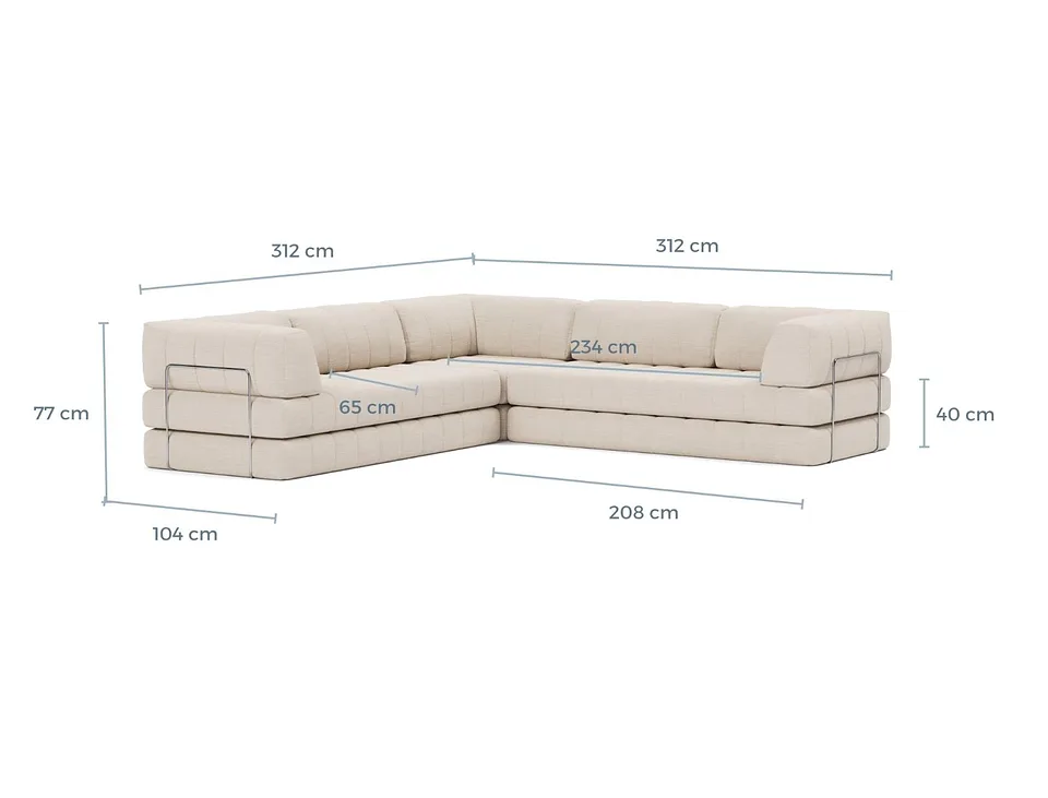 Схема размеров: диван-кровать CozyPad Sofa Bed Corner with arms