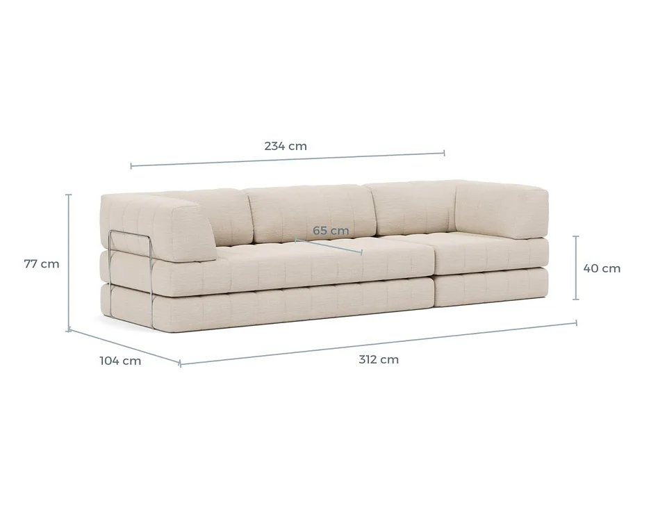 Схема размеров: диван-кровать CozyPad Sofa Bed Grand with arms