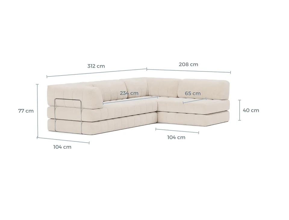 Схема размеров: диван-кровать CozyPad Sofa Bed L-Shape with arm