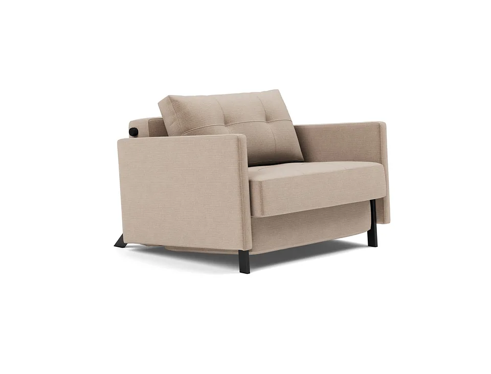 Кресло-кровать Cubed 90 Chair With Arms, Innovation Living, в положении дивана — вид в три четверти