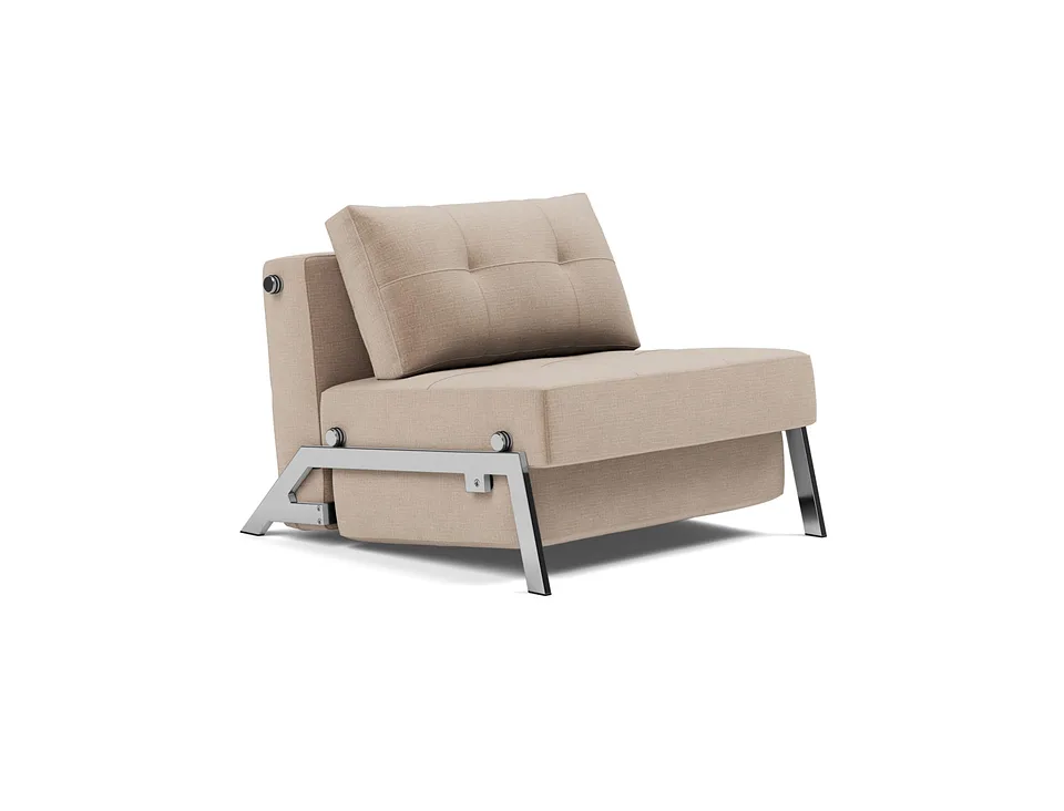 Кресло-кровать Cubed 90 Chrome Chair, Innovation Living, в положении дивана — вид в три четверти