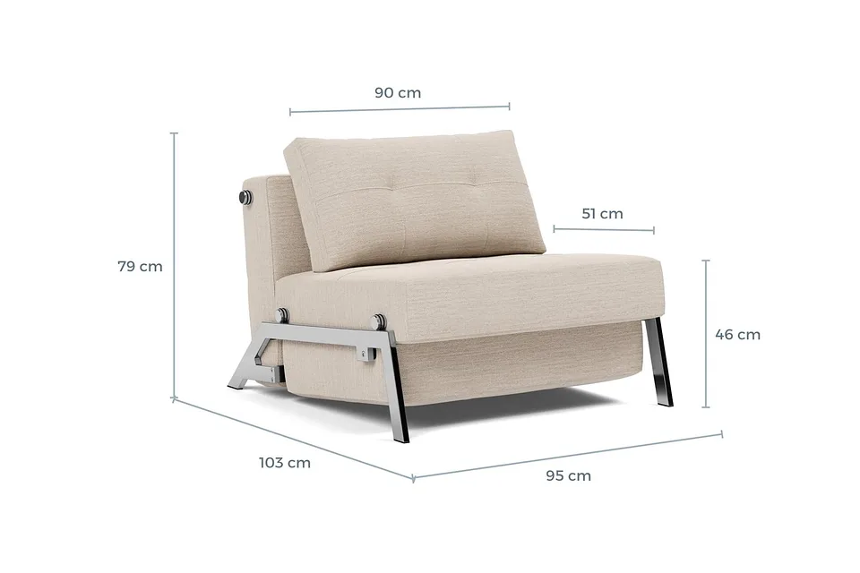 Схема размеров: кресло-кровать Cubed 90 Chrome Chair