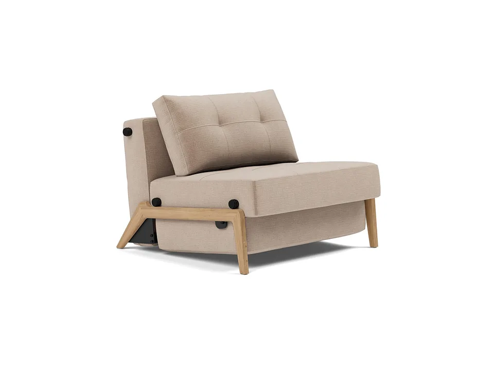 Кресло-кровать Cubed 90 Wood Chair, Innovation Living, в положении дивана — вид в три четверти