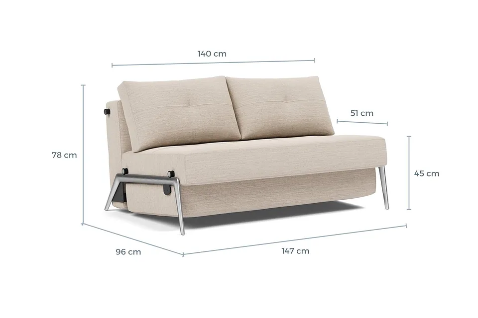 Схема размеров: диван-кровать Cubed Alu Sofa Bed, версия 140