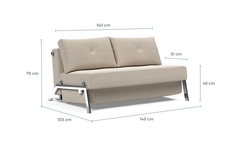 Схема размеров: диван-кровать Cubed Chrome Sofa Bed, версия 140