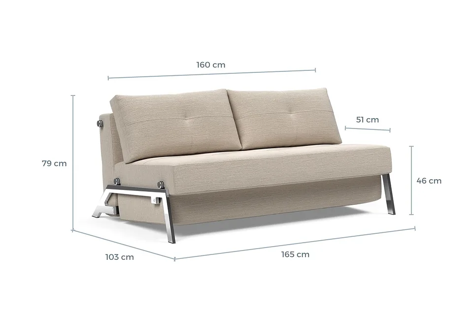 Схема размеров: диван-кровать Cubed Chrome Sofa Bed, версия 160