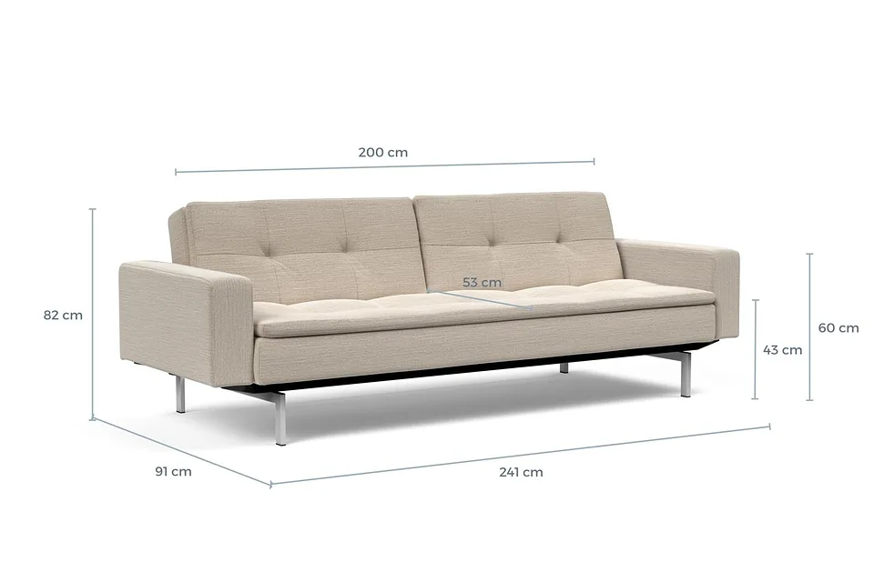 Схема размеров: диван-кровать Dublexo Chrome Sofa Bed With Arms