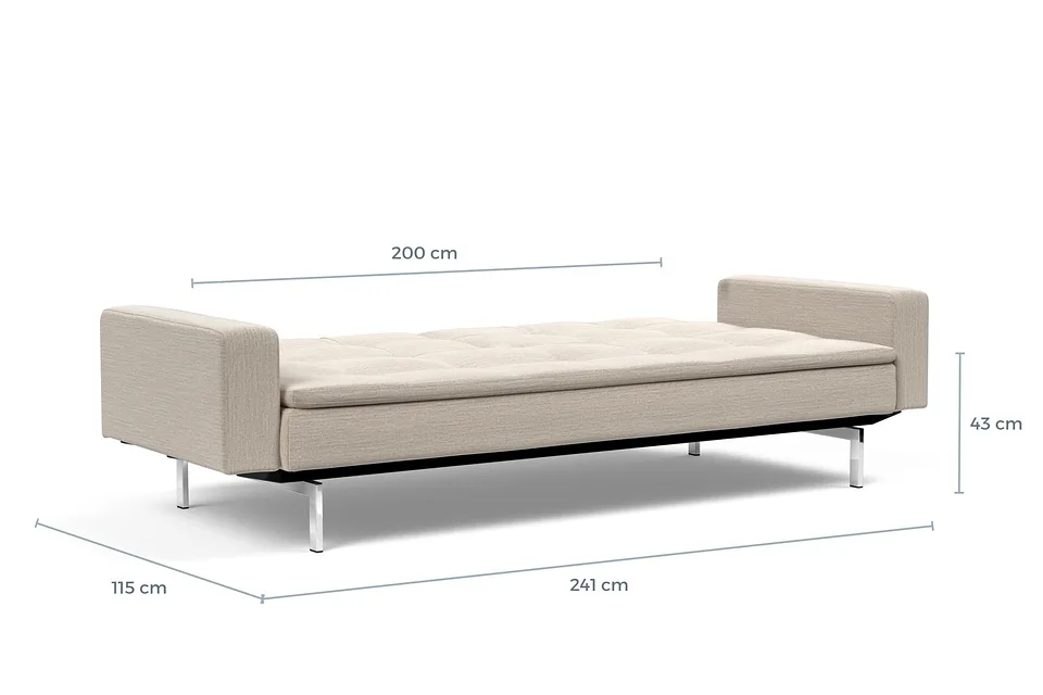 Схема размеров в разложенном виде: диван-кровать Dublexo Chrome Sofa Bed With Arms