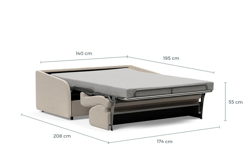 Схема размеров в разложенном виде: диван-кровать Eivor Sofa Bed, версия 140