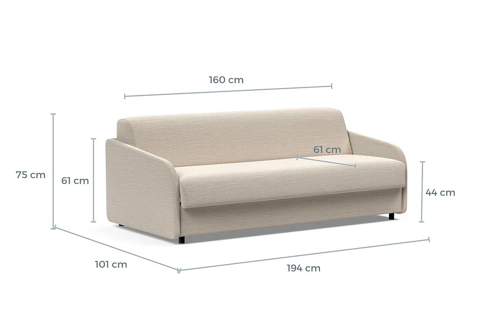 Схема размеров: диван-кровать Eivor Sofa Bed, версия 160
