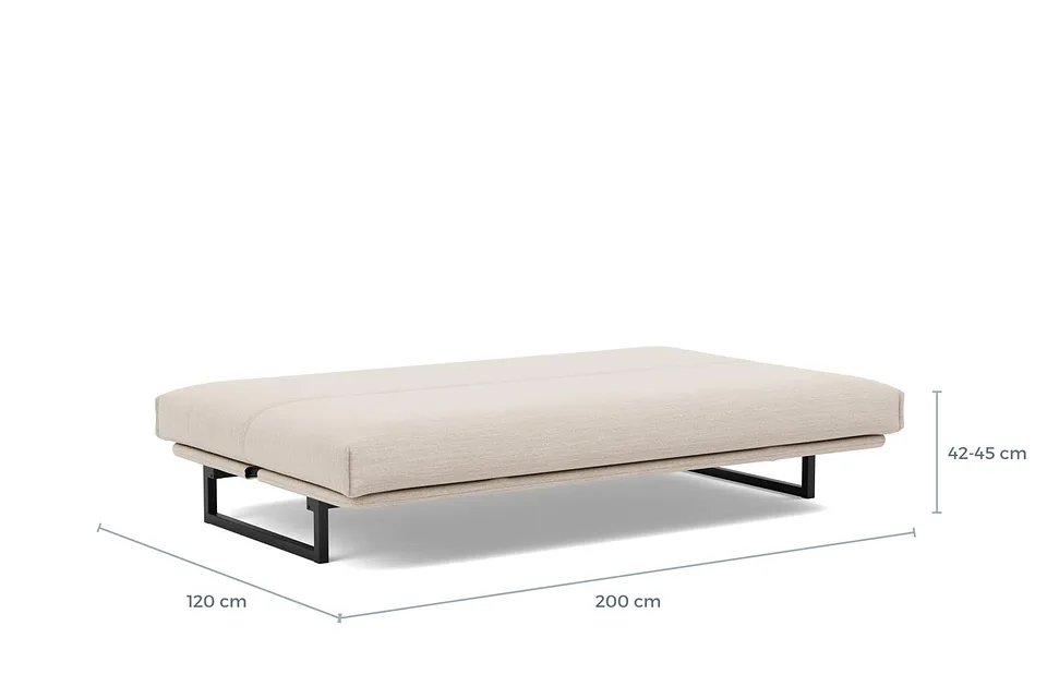Схема размеров в разложенном виде: диван-кровать Fraction Sofa Bed, версия 120