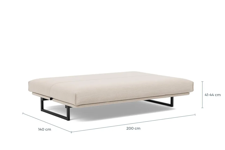 Схема размеров в разложенном виде: диван-кровать Fraction Sofa Bed, версия 140