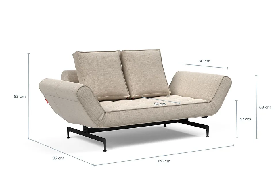 Схема размеров: кушетка Ghia Laser Daybed