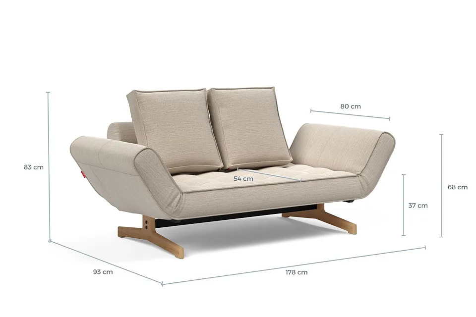 Схема размеров: кушетка Ghia Wood Daybed