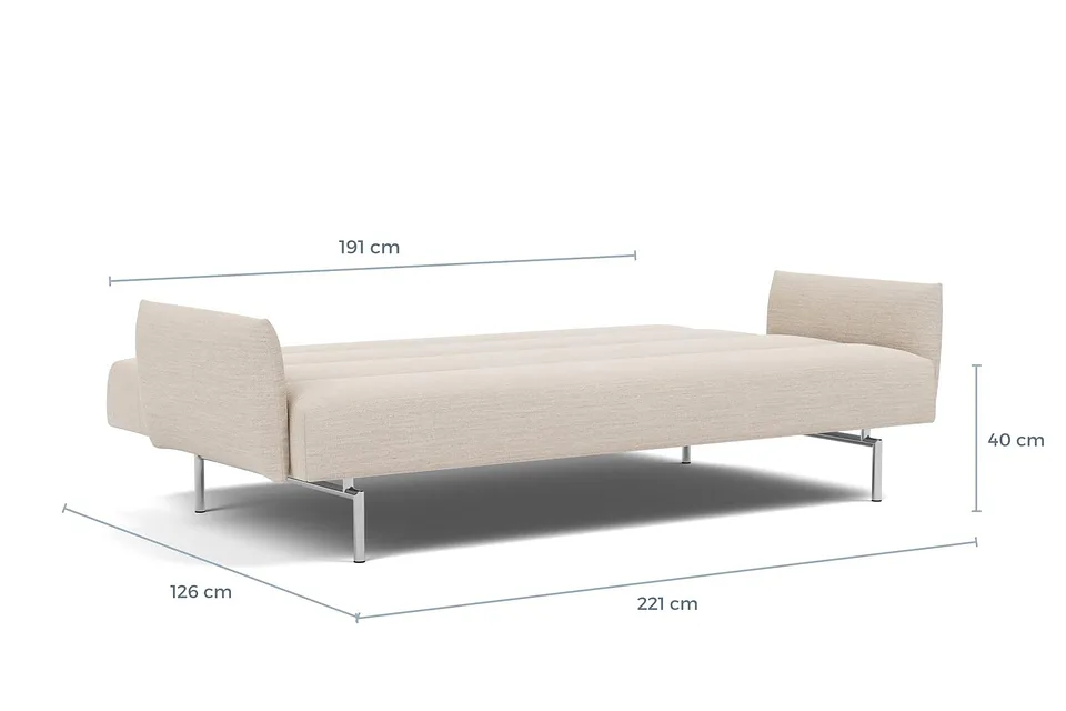 Схема размеров в разложенном виде: диван-кровать Jillis Sofa Bed With Arms