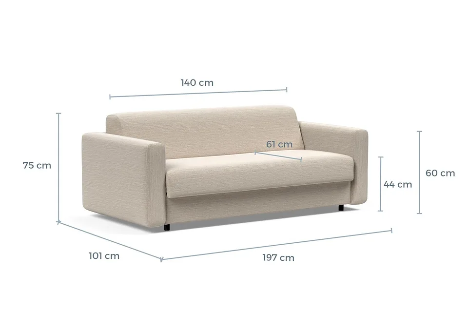 Схема размеров: диван-кровать Killian Sofa Bed, версия 140
