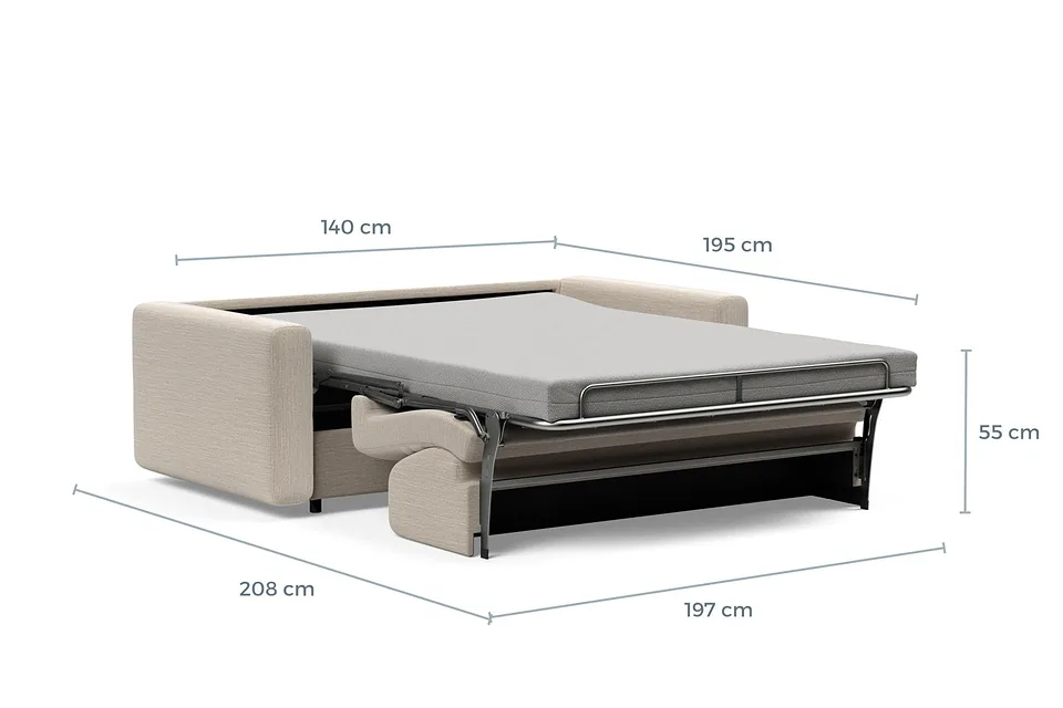 Схема размеров в разложенном виде: диван-кровать Killian Sofa Bed, версия 140