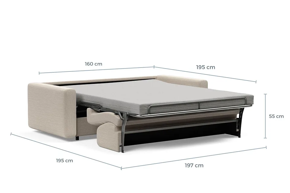 Схема размеров в разложенном виде: диван-кровать Killian Sofa Bed, версия 160
