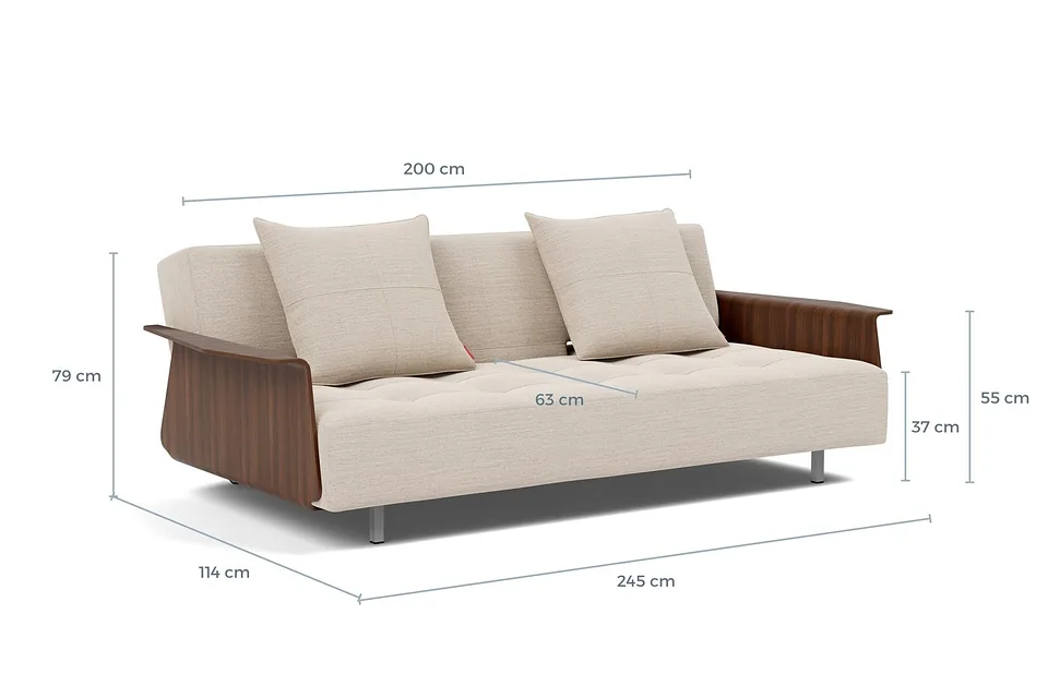 Схема размеров: диван-кровать Long Horn D.E.L. Sofa Bed With Arms