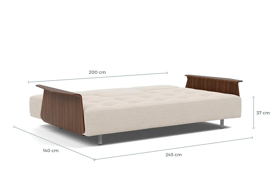 Схема размеров в разложенном виде: диван-кровать Long Horn D.E.L. Sofa Bed With Arms