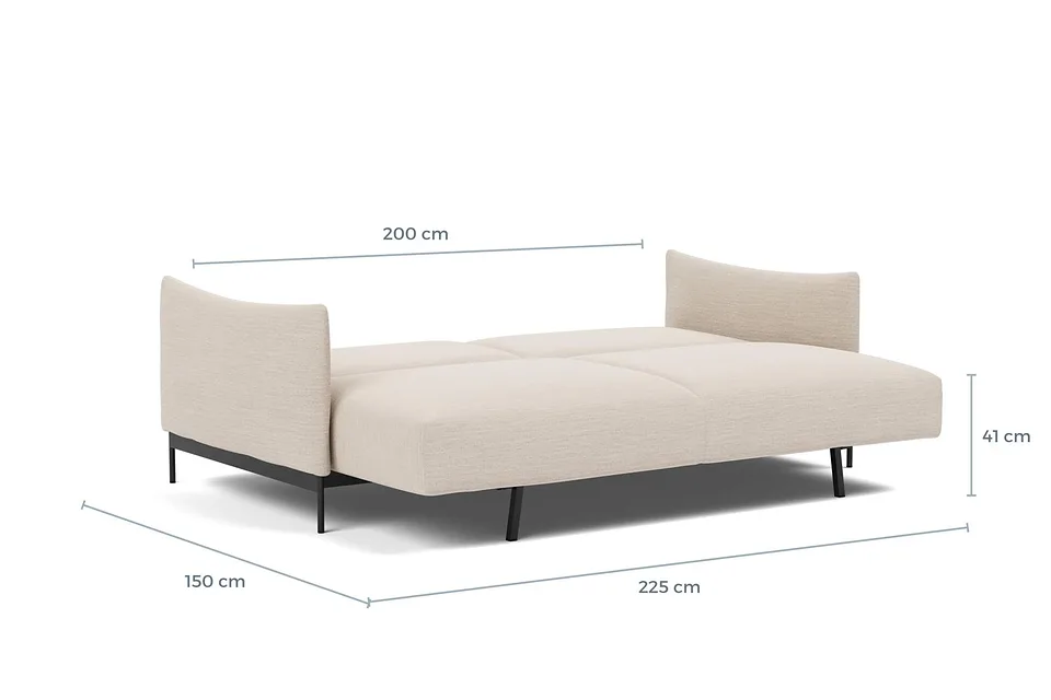 Схема размеров в разложенном виде: диван-кровать Malloy Sofa Bed