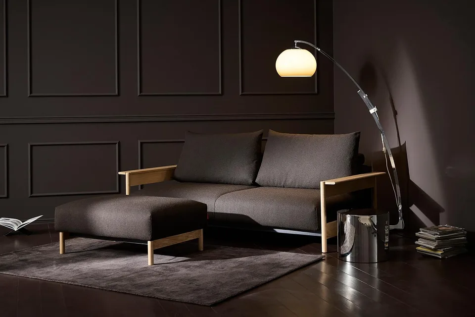 Оттоманка Malloy Wood Ottoman с диваном-кроватью Malloy Wood Sofa Bed, Innovation Living, в интерьере