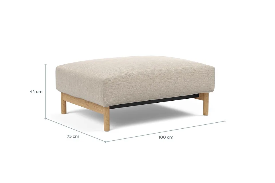 Схема размеров: оттоманка Malloy Wood Ottoman