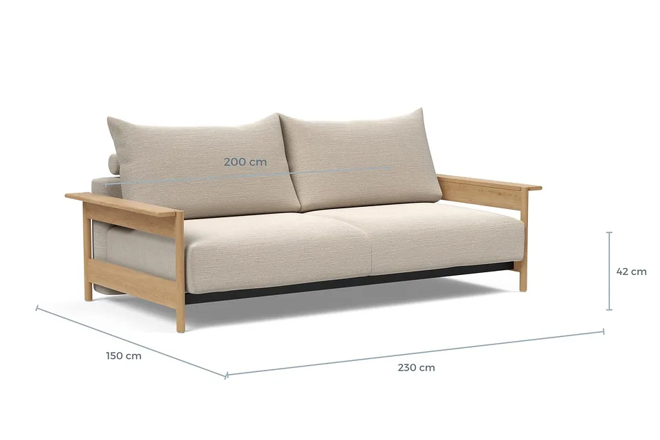 Схема размеров: диван-кровать Malloy Wood Sofa Bed