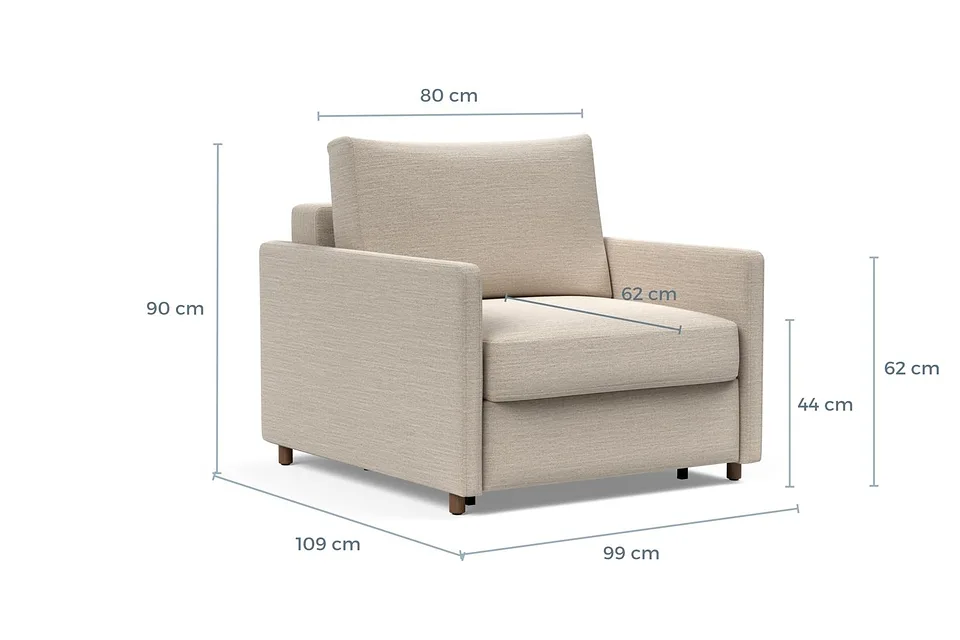 Схема размеров: кресло-кровать Neah Chair with Slim Arms