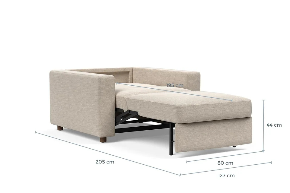 Схема размеров в разложенном виде: кресло-кровать Neah Chair with Standard Arms