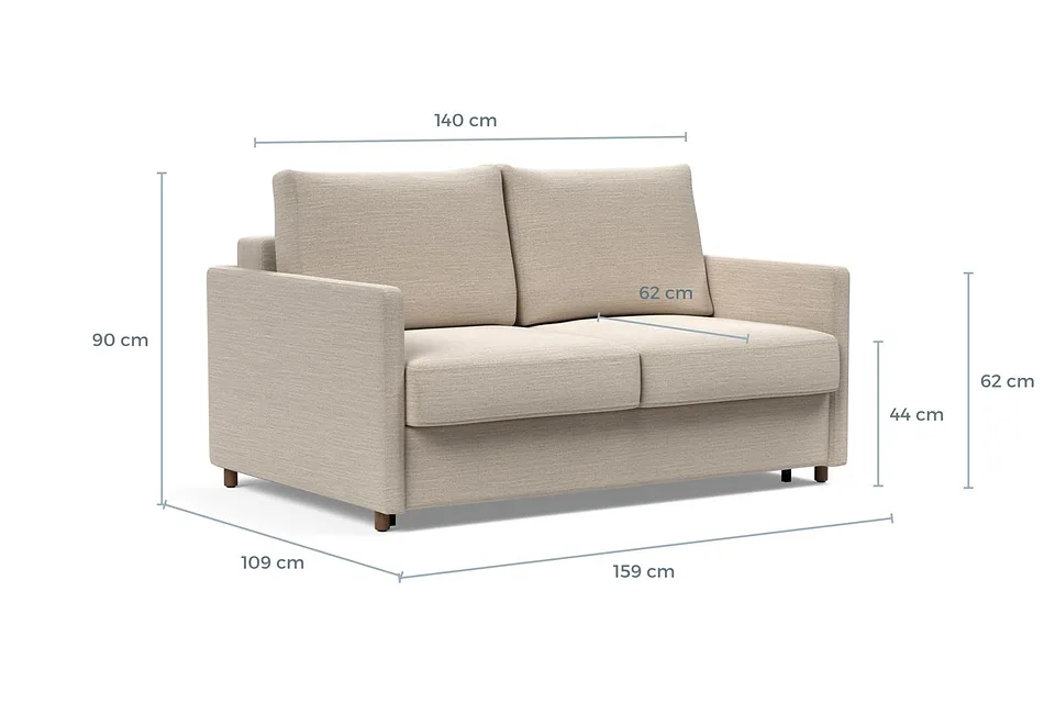 Схема размеров: диван-кровать Neah Sofa Bed with Slim Arms, версия 140