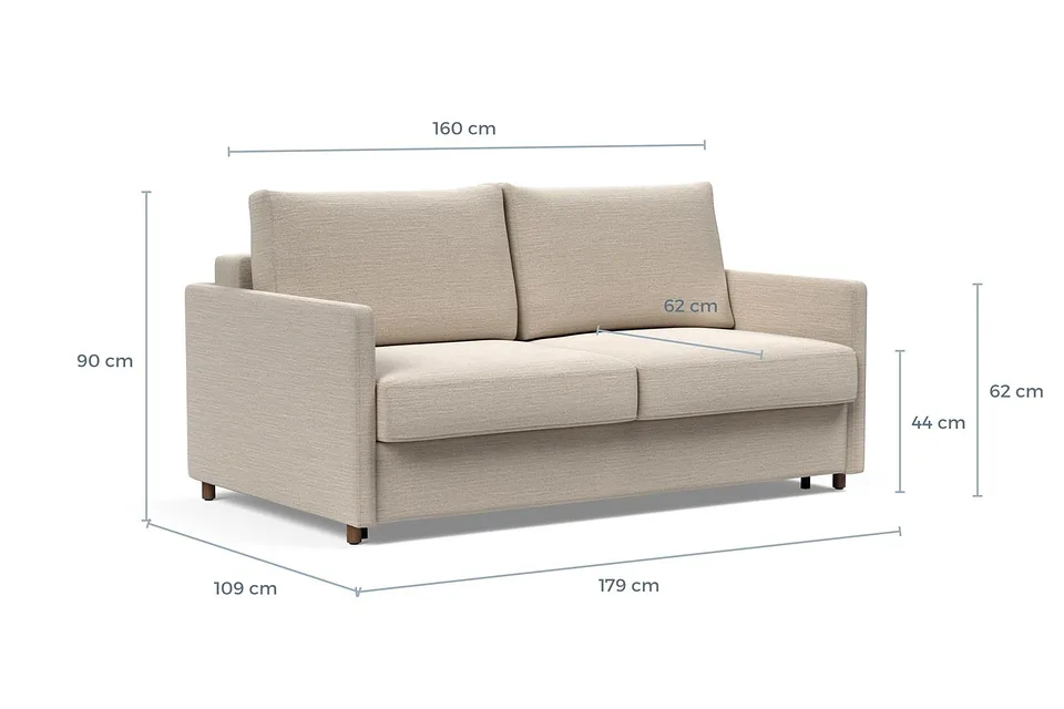 Схема размеров: диван-кровать Neah Sofa Bed with Slim Arms, версия 160