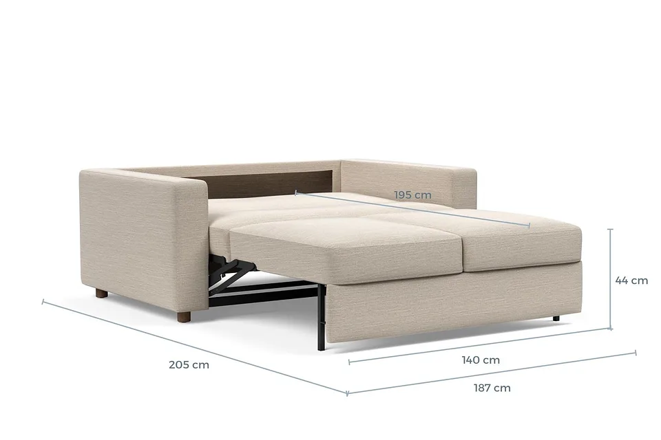 Схема размеров в разложенном виде: диван-кровать Neah Sofa Bed with Standard Arms, версия 140