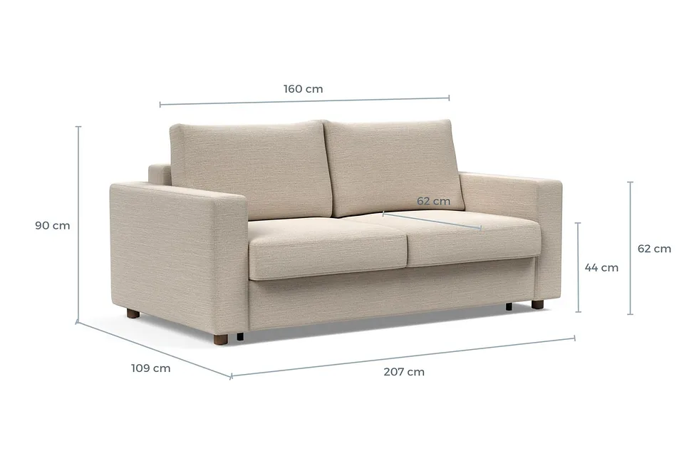Схема размеров: диван-кровать Neah Sofa Bed with Standard Arms, версия 160