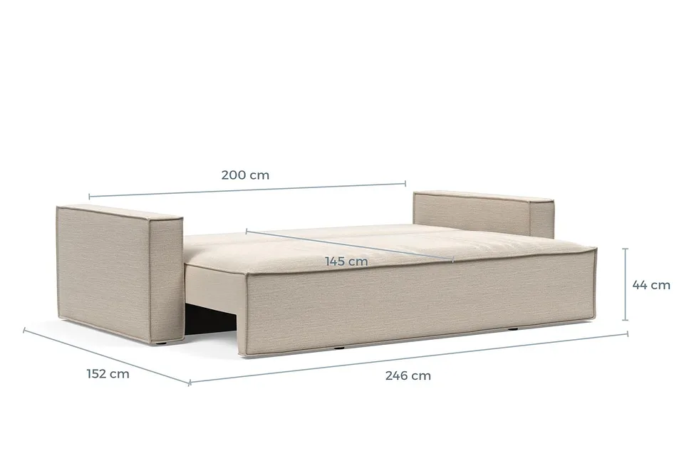 Схема размеров в разложенном виде: диван-кровать Newilla Sofa Bed