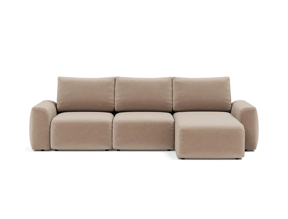 Диван-кровать Norum Sofa Bed Chaise With Chunky Arms, Innovation Living, в положении дивана — вид спереди
