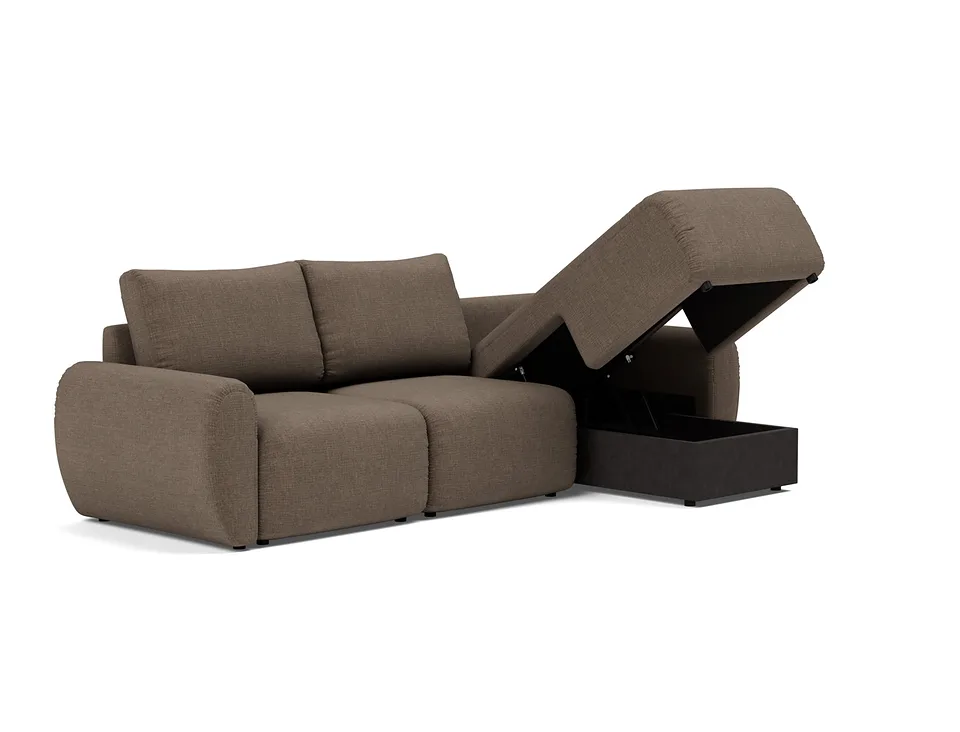 Диван-кровать Norum Sofa Bed Chaise With Curve Arms, Innovation Living, с открытым ящиком для белья — вид в три четверти