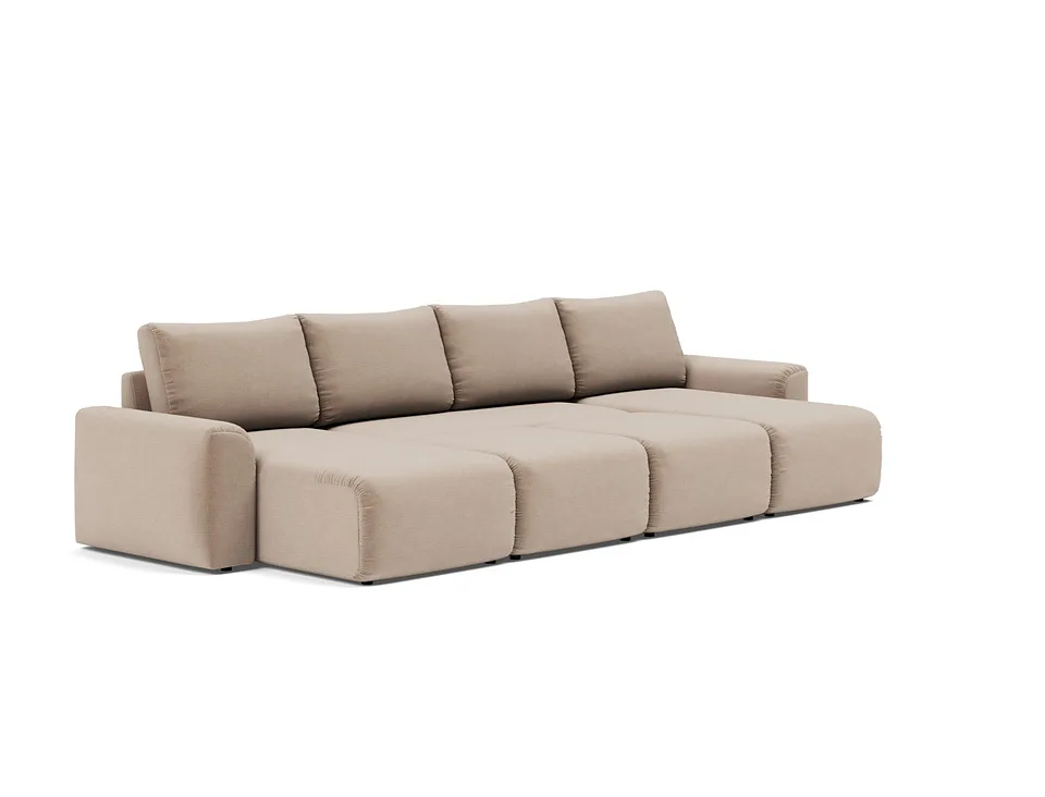 Диван-кровать Norum Sofa Bed U-shape With Chunky Arms, Innovation Living, в положении лежака — вид в три четверти