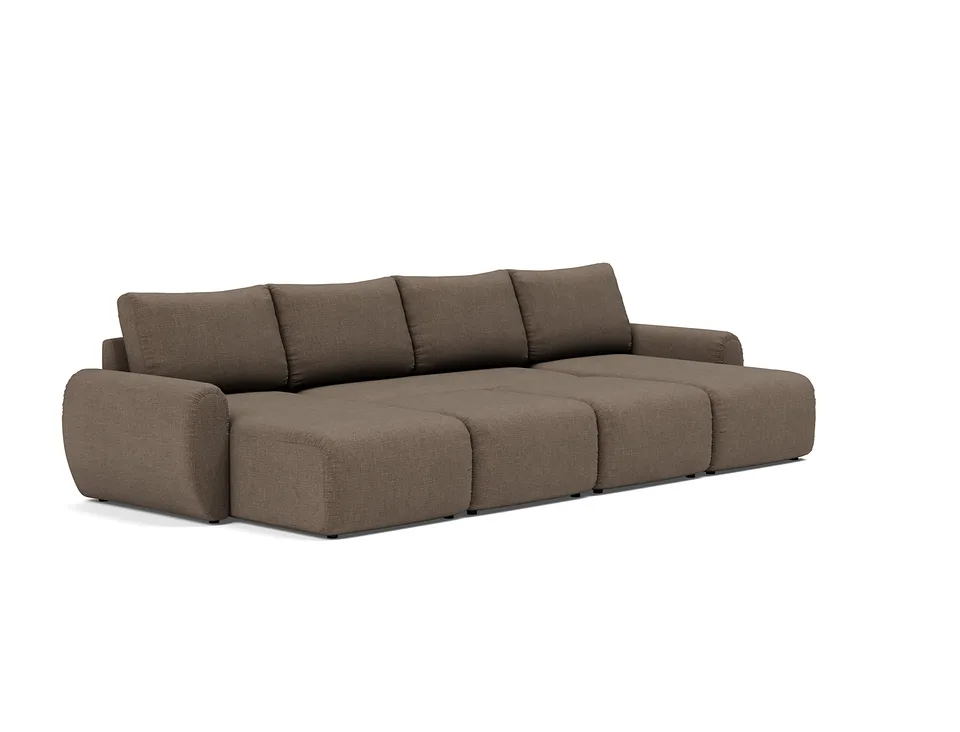 Диван-кровать Norum Sofa Bed U-shape With Curve Arms, Innovation Living, в положении лежака — вид в три четверти