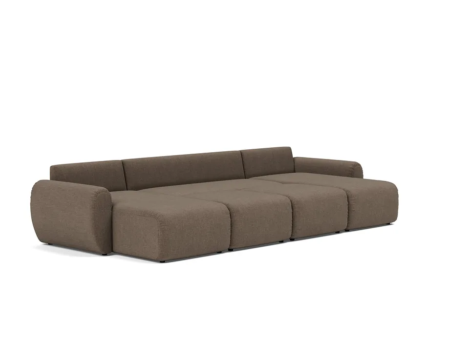 Диван-кровать Norum Sofa Bed U-shape With Curve Arms, Innovation Living, в разложенном виде — вид в три четверти
